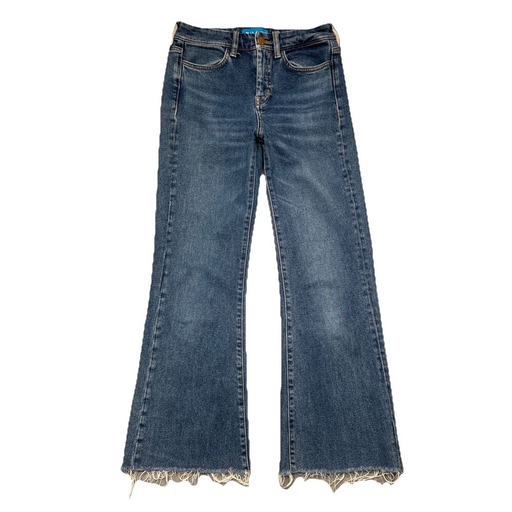 M.i.h Lou Jeans High Rise Cropped Bell 24 (25x25) Blue Fray Hem Denim Womens
